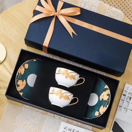 Europeanstyle Highgrade Bos China Coffee tasse de café Famille Famille Exquise Ceramic Cups and Saucers Box Box Souveniture Table Varelle 240508