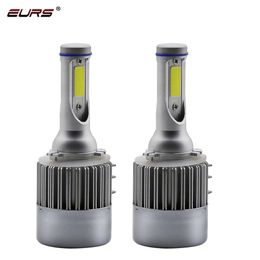 EURS 2 STKS CANBUS H15 LED Auto Koplamp HI / LAGE BEAM 12V 8000LM 6500K LAMP C6 LED Auto Headlamp Bulb COB-chips Auto Styling