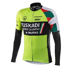 Euskadi Team Bike Maillot de cyclisme à manches longues pour hommes Printemps / Automne Chemises de course sur route Équitation Tops de vélo Respirant Sports de plein air Maillot S21050609