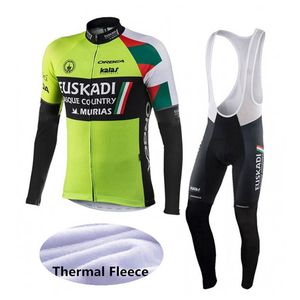 Ensemble de maillot de cyclisme d'hiver Euskadi Team Hommes polaire thermique à manches longues Chemises Pantalons à bretelles Kits Vêtements de vélo de montagne Combinaisons de sport de vélo de course S21050615