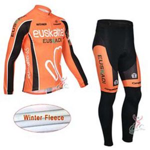 EUSKALTEL Team hiver cyclisme maillot ensemble hommes polaire thermique à manches longues chemises (bavette) pantalons Kits vêtements de vélo de montagne course vélo combinaisons de sport S21050635