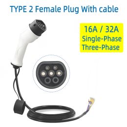 EV Charger Cable Type2 Plug 32A 11KW 22KW Adaptateur féminin IEC62196-2 Connecteur pour la station de rechange de voitures de véhicule électrique