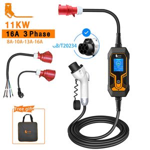 EV Charger Type 11KW 16A 3 Fase 5m kabel Evse Laadkabel CEE Wallbox voor elektrische voertuigauto