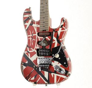 EV H Serie rayas Frankie Red Black White Relic Guitarra eléctrica # 6520