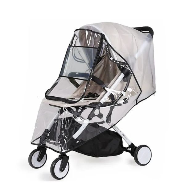 EVA bébé poussette accessoires imperméable à l'eau couverture de pluie Transparent vent pare-poussière fermeture éclair ouverte pour poussettes imperméable 231228