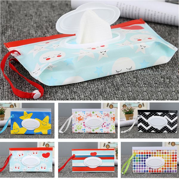 EVA Clamshell Baby Wipes Sacs Cartoon Impression Zipper Papier Serviette Emballage Sac 24 * 13.5cm Respectueux de l'environnement Réutilisable XD24617