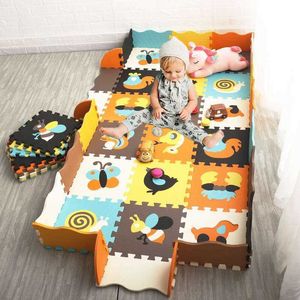 Tapis de jeu en mousse EVA avec clôture bébé Puzzle Jigsaw tapis de sol épais tapis Pad jouets pour enfants jouets éducatifs activité Pad doux 210724