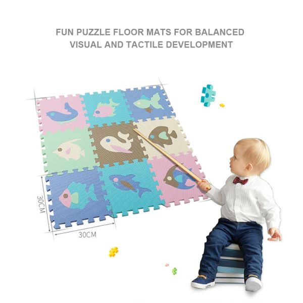 Mat de jeu en mousse EVA avec clôture pour bébé puzzle Puzle de sol en puz jigs sco-jonds Tapis de tapis pour les enfants toys éducatifs Activité PAD Couleur aléatoire