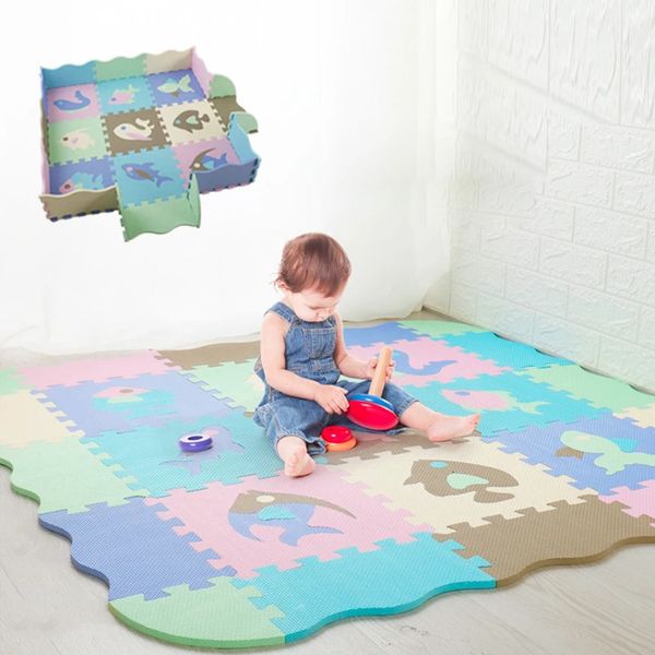 Tapis de jeu en mousse EVA avec clôture, Puzzle pour bébé, tapis de sol épais pour enfants, jouets éducatifs, activité, couleur aléatoire 240127