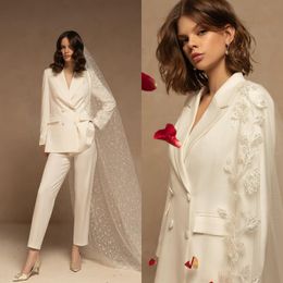 Eva Lendel 2023 Vintage Twee stukken trouwjurk vrouwen blazer pant pakken bruidsjurken formele outfit Vestido de novia