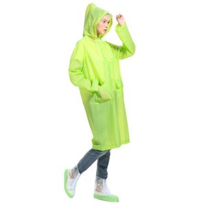 EVA Imperméable Pour Femmes Hommes Veste De Pluie Solide Manteaux De Pluie Avec Capuches Adulte Fille Trench Poncho Tenues Réutilisable Vêtements De Pluie MackintosH 210413