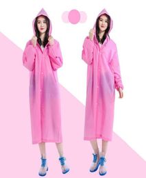 EVA imperméable femmes hommes Portable extérieur voyage vêtements de pluie imperméable Camping à capuche Ponchos Transparent en plastique couverture de pluie Suit6060741