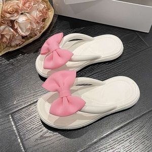 Eva -slippers met schattige boog roze groene rubberen flats slippers voor dames dames meisjes zomer sandalen strandkamer schoenen 2024 395