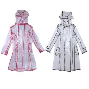 EVA Transparent imperméable long imperméable pour femmes veste imperméable coupe-vent pluie Poncho avec ceinture extérieur capa de livraison gratuite 2020