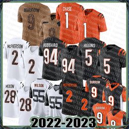 Evan McPherson Joe Burrow Sam Hubbard Ja'Marr Chase voetbalshirt Cincinnati''Bengals''Tee Higgins Joe Mixon Logan Wilson Trey Hendrickson Tyler Boyd Mike Hilton S02