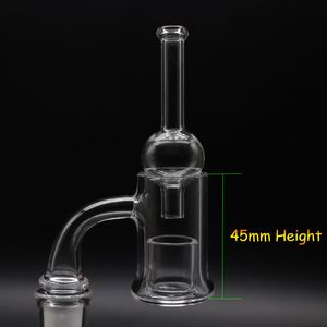 Evan Shore Banger Clou à dessus plat de 45 mm de haut avec bol d'insertion de quartz amovible et capuchon en verre de carburateur pour les plates-formes pétrolières en verre