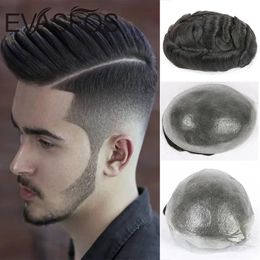 Evasfos 0,02-0,04 mm Super dunne huid Mens Toupee Natural European Hair Male Wig Prothese Hair System voor mannen 240412