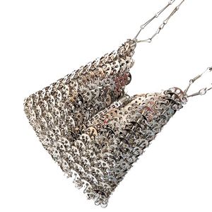 Avondtas Tassen Designer Zilver Metaal Pailletten Ketting Geweven Holle Koppeling Vrouwelijke Reizen Vakantie Schouder Handtas 230804