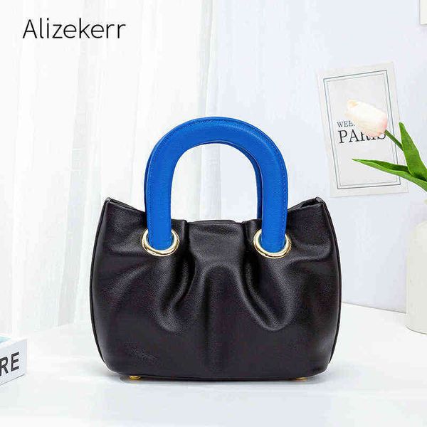 Bolso de noche Bloqueo de color Fold Bolso suave para mujeres 2022 Diseñador Top Handle Crossbody Femenino Kawaii Día Embrague Cartera Calidad 220622