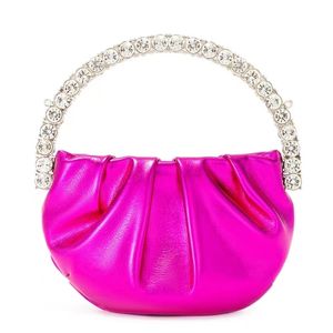 Bolso de noche diseñador mujer bolsos moda tendencia conjunto diamante pequeño bolso redondo encanto nicho diseño cadena rosa roja en la bolsa de lona de lujo