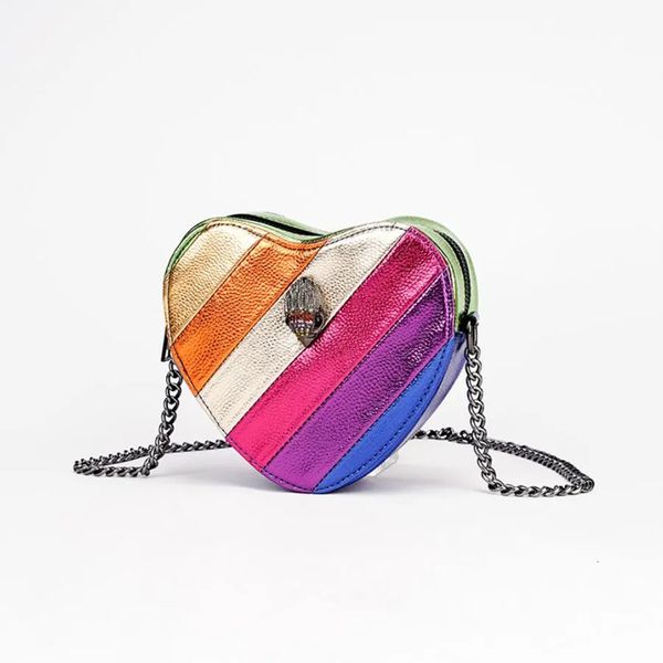 Bolso de noche Eagle Heart Rainbow PU Cadenas de cuero Pequeño bolso cruzado Diseñadores de lujo Reino Unido Bolso de embrague Diamond Mini 231006