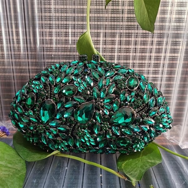 Sac de soirée cristal vert émeraude pochette de mariée pierres de mariage sac à main fête diamant sacs à bandoulière Minaudiere sac à main 230711