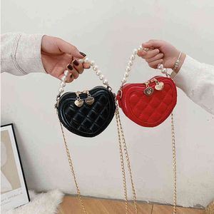 Sac de soirée enfants sacs à main et sacs à main mini sacs à bandoulière pour femmes petit coeur porte-monnaie pochette bébé filles fête perle main cadeau 20220607