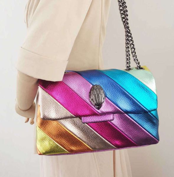 Bolso de noche Kurt G London Bolso cruzado de retales multicolor para mujer Diseñador de marca del Reino Unido Bolso de tendencia de moda Hombro de cuero