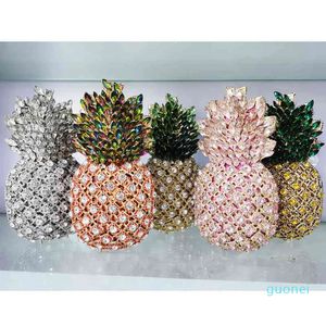 Avondtasje Luxe Crystal Green Bags Ananas Dames Party Purse Chain Clutch Vrouwelijke Diamond Handtassen