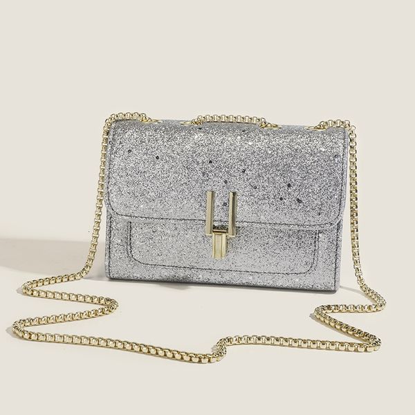 Sac de soirée S Bag 2023 Fashion Shining Femmes Chaîne crossbody Small Square Purse Dames Femme Bounder Hands Sacs 230807