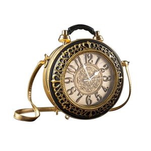 Вечерняя сумка из искусственной кожи, креативная настоящая рабочая сумка с часами, универсальные сумки через плечо, винтажные часы на плечо 231023