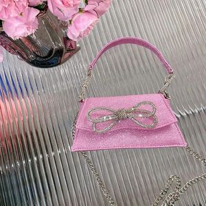 Avondtassen 10 kleuren Dames Strass Strik Handtassen Designer Glinsterende Kristallen Trapezium Satijn Roze Clutch Portemonnee Bruiloft 2024