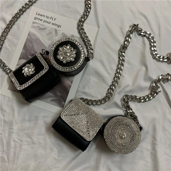 Sacs de soirée 2 pièces diamant clouté sac pour femme vêtements décorer mini bandoulière designer luxe femme portefeuille chaîne épaule sac à main 231023