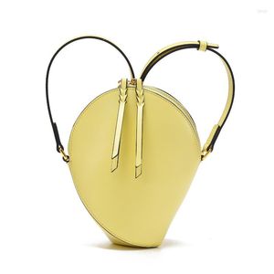 Sacs de soirée 2022 Luxury Yellow Femmes Top Handle Ovale Design Marque Volier en cuir Sac à épaule mode