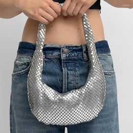 Sacs de soirée 2022 Metal Mesh Femmes Designer Silver Lady Handbags Luxury Luxury Shinny Hobos Part