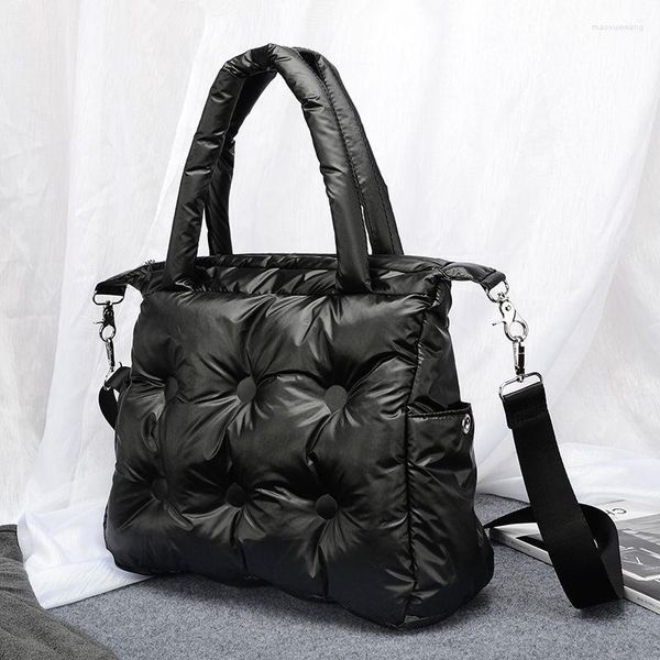 Bolsos de noche 2022 Winter Space Bale Bolso de diseñador Mujer Bolso informal Abajo Pluma Acolchada Señora Bolsas de hombro Sac A Main Feminin