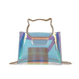 Sacs de soirée 2022 Femmes Sac à bandoulière Mode Laser Transparent Bandoulière Clear PVC Jelly Petit fourre-tout Beach Lady Sac Femme Bandoulie254L