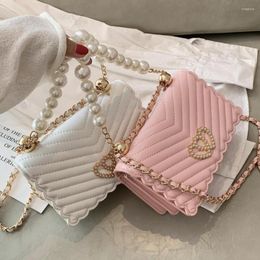 Sacs de soirée 2023 Fashion Sweet Lady Crossbody Sac Pearl Women Party Handbag Chain épaule Messenger Borsa Donna