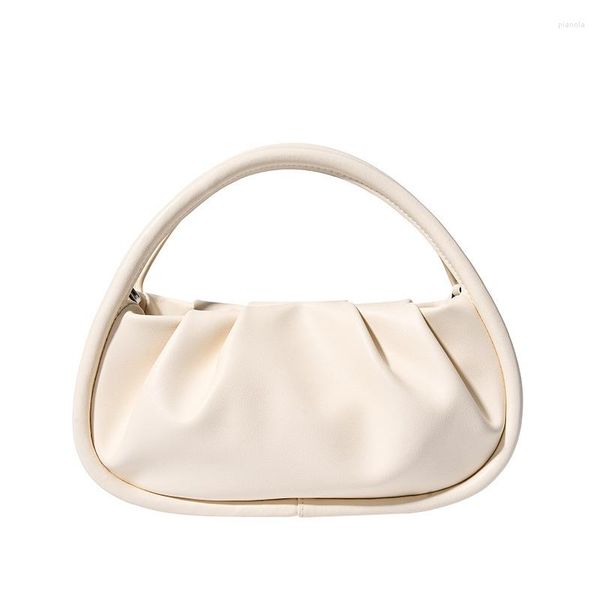 Bolsos de noche 2023 de cuero genuino para mujer, bolso de mano doblado en la nube, bolso de mensajero para mujer, moda para niñas, hombro blanco y azul Hobos