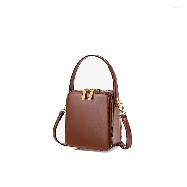 Bolsas de noche 2023 Lady Mini Box Messenger Mujeres Luz de lujo Crossbody Bolsa de hombro Mujer Vintage Split Cuero Square Lápiz labial Bolso