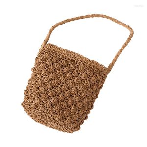 Sacs de soirée 2023 Ananas Brioches Mini Paille Tissé Sac À Bandoulière Vintage Beige Kaki Crochet Tissage Plage Femmes Cordon Seau Sacs À Main