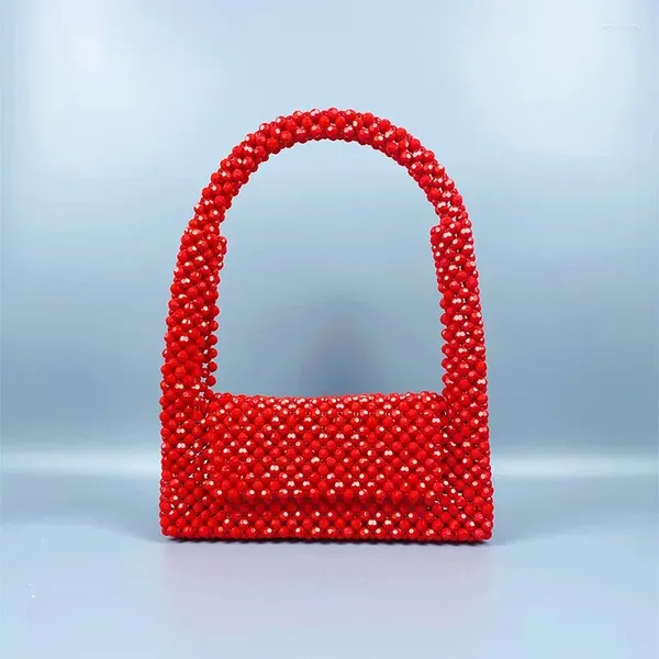 Sacs de soirée 2023 Summer Red Premium Acrylique Sac à main pour femmes Perlé Weave Mobile Bandoulière pour femmes Personnalisation