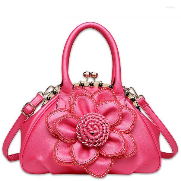 Bolsos de noche 2023 para mujer, moda hecha a mano, flor rosa, diseño de calcomanía único, bolso de mano de gran capacidad, bolsos de hombro, fiesta, Club