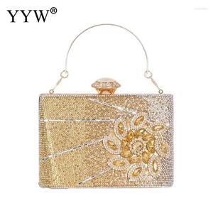 Sacs de soirée 2024 Sac Gold Diamond Strass Sacs à main pour femmes Mariage Élégant Embrayages de mariée Crystal Prom