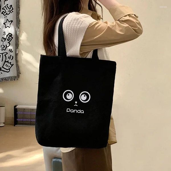 Bolsas de noche 2024 Lindo lienzo Tote para mujeres Estudiante Bolso de alta capacidad Colegio de Artes Estilo Simple Bolso de hombro de mano