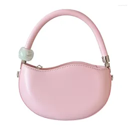 Avondtassen 2024 Gentle en zoete pu leer wit roze veelzijdige erwt schouder messenger tas schattige kleine vaste kleur handtassen voor vrouwen