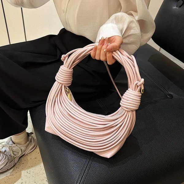 Bolsas de noche 2024 Bolsos para mujeres Diseñador Hombro Tejido a mano Fideos Cuerda Anudada Lady Bolsa Bolsa Embrague