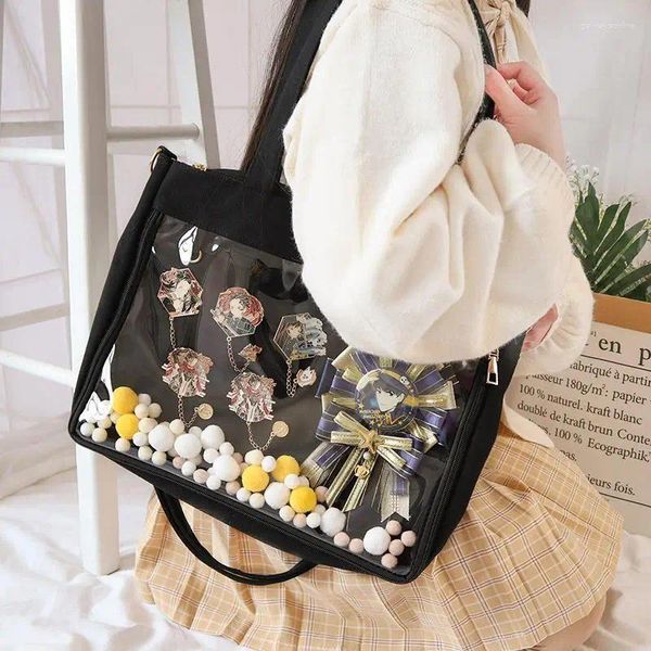 Bolsas de noche 2024 Japonés Kawaii Ita Bolsa Mujeres High School Adolescentes JK Big Canvas PVC Transparente Itabag Hombro