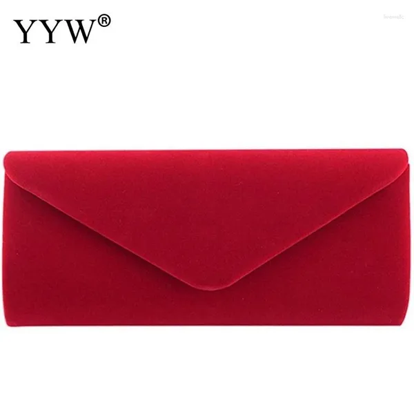 Bolsas de noche 2024 Boda roja para mujeres Embrague de color sólido y cadena de bolso Bolso de hombro Celular Bolsillo Bolso Mujer