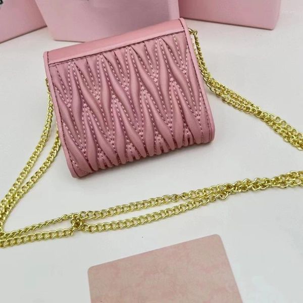 Bolsas de noche 2024 Verano Arrugas de cuero Bolso de tarjeta pequeña de mujer Moda Mini Un hombro Crossbody Cartera minimalista